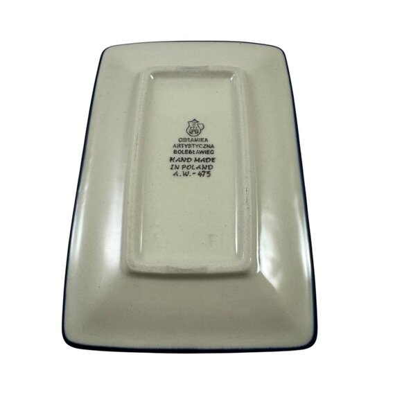 BOLESLAWIEC Polish Pottery Tray Sushi Blue Daisy Poland Ceramika Artystyczna - Picture 4 of 5